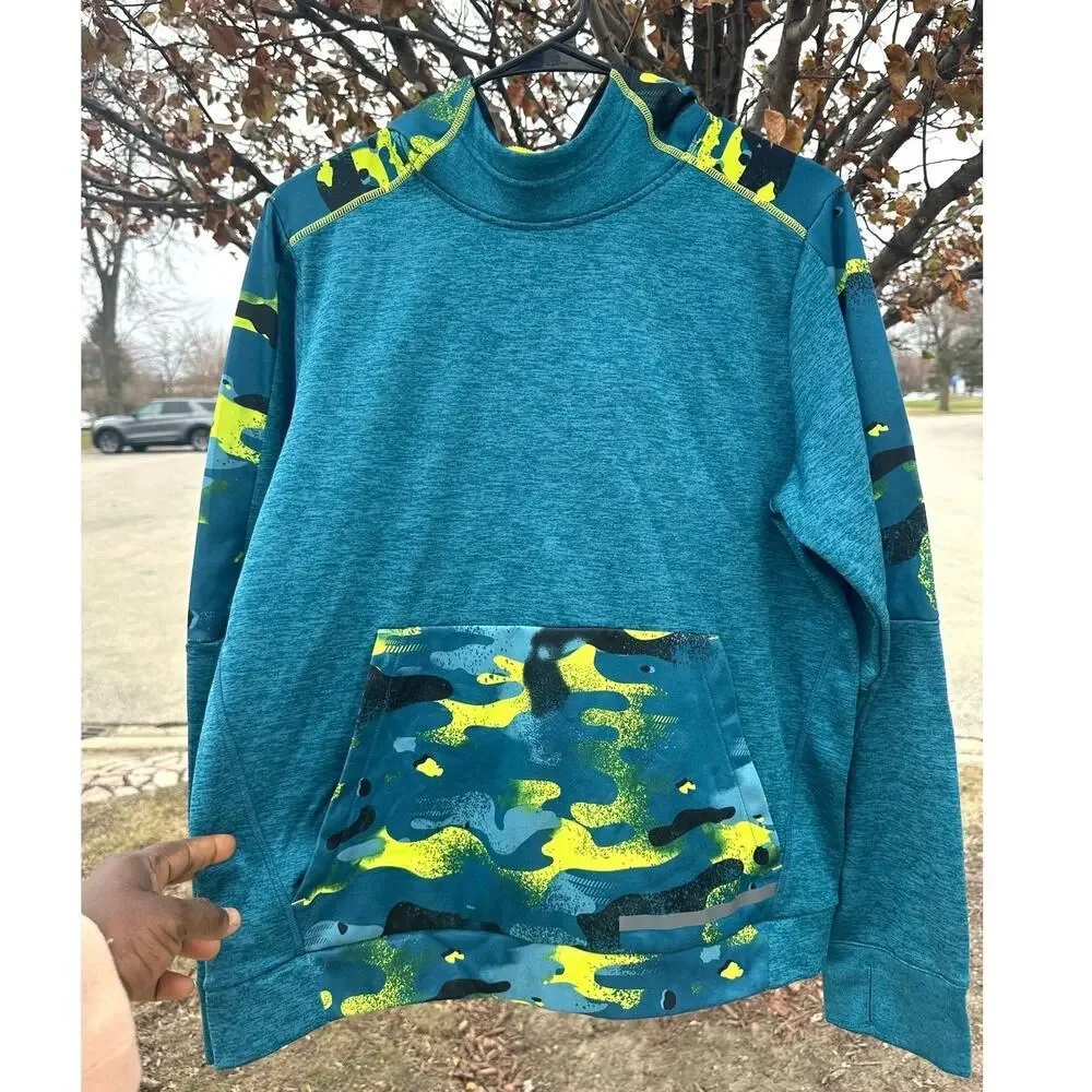 Russell Boys Tech Fleece Teal Green Camouflage Hoodie Sweatshirt Size‎ 18 xxl